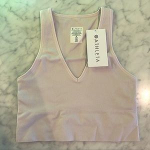 NWT ATHLETA Aurora Seamless Crop Rib Tank Veil Grey 🤍